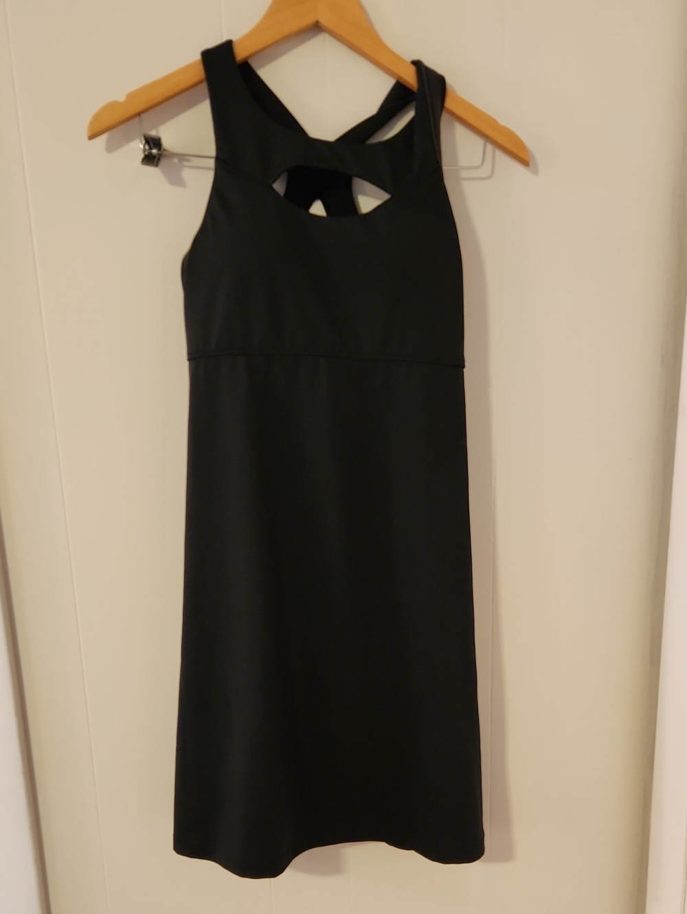 Athleta Black Sleeveless Midi Dress with Front Cutout